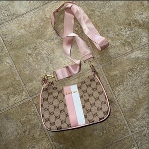 Bebe Tan and Pink Shoulder Bag
